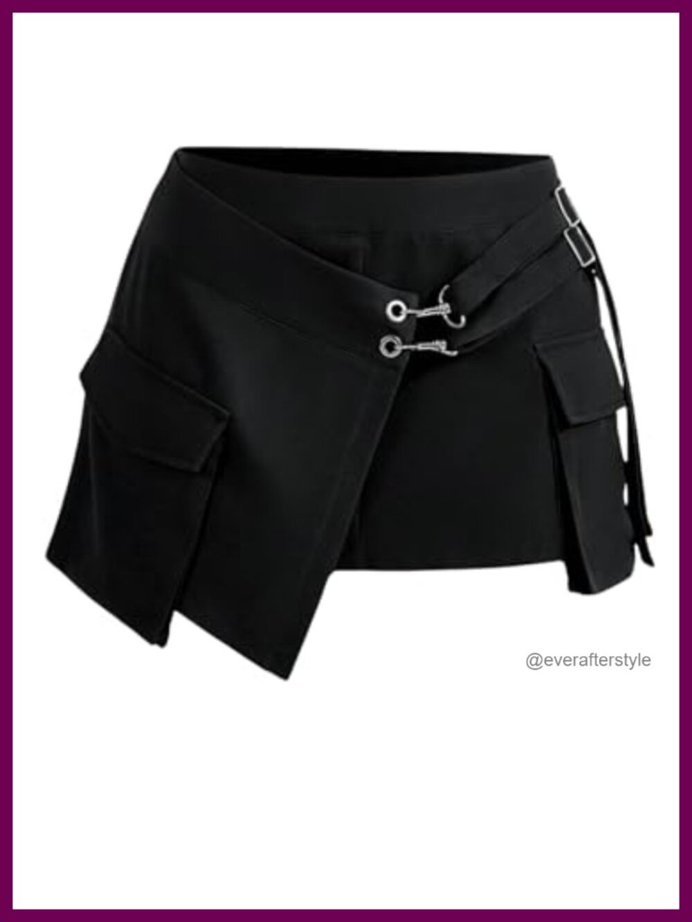 Goth Mini Skirt Low Rise Bodycon Flap Pockets Grommet Y2k Summer